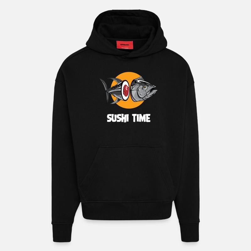 SUSHI TIME-thon-b - Sweat à capuche bio épais oversize fabriqué en UE - SOLID BLACK