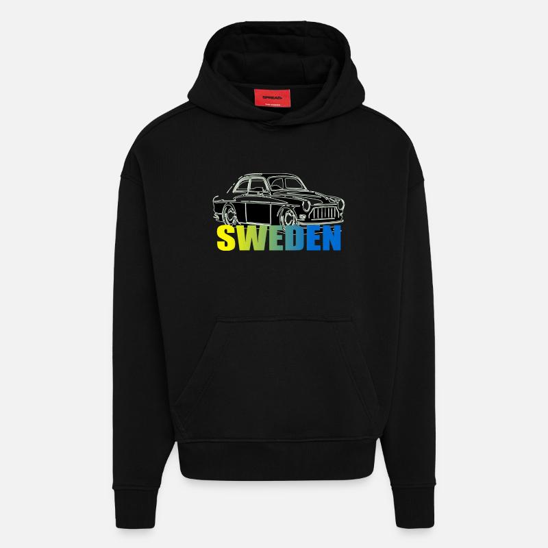 Amazone Auto Design Suède - Sweat à capuche bio épais oversize fabriqué en UE - SOLID BLACK