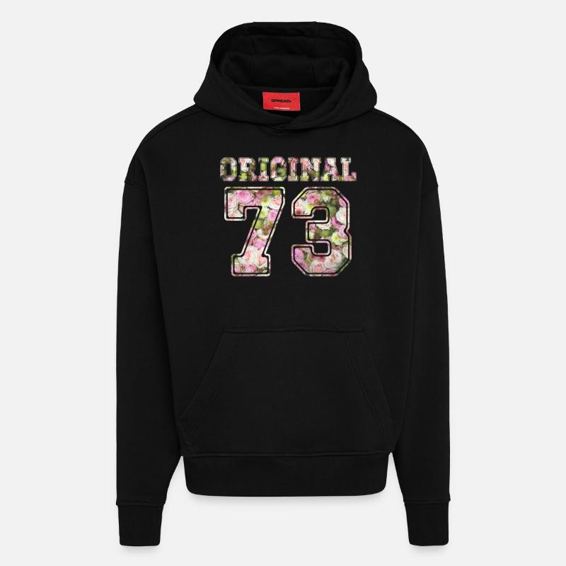 1973 73 original - Sweat à capuche bio épais oversize fabriqué en UE - SOLID BLACK