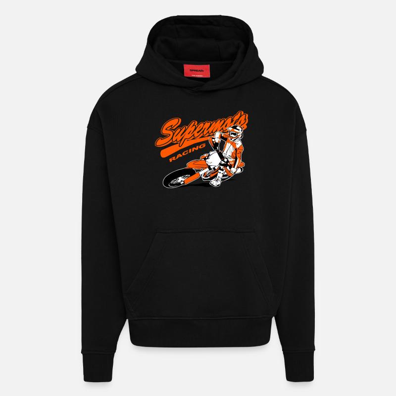 Supermoto Racing - Supermotard - Sweat à capuche bio épais oversize fabriqué en UE - SOLID BLACK