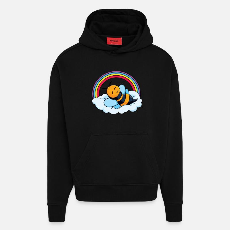 Sleeping bee on cloud - Hoodie- made by SPREAD  - SOLID BLACK