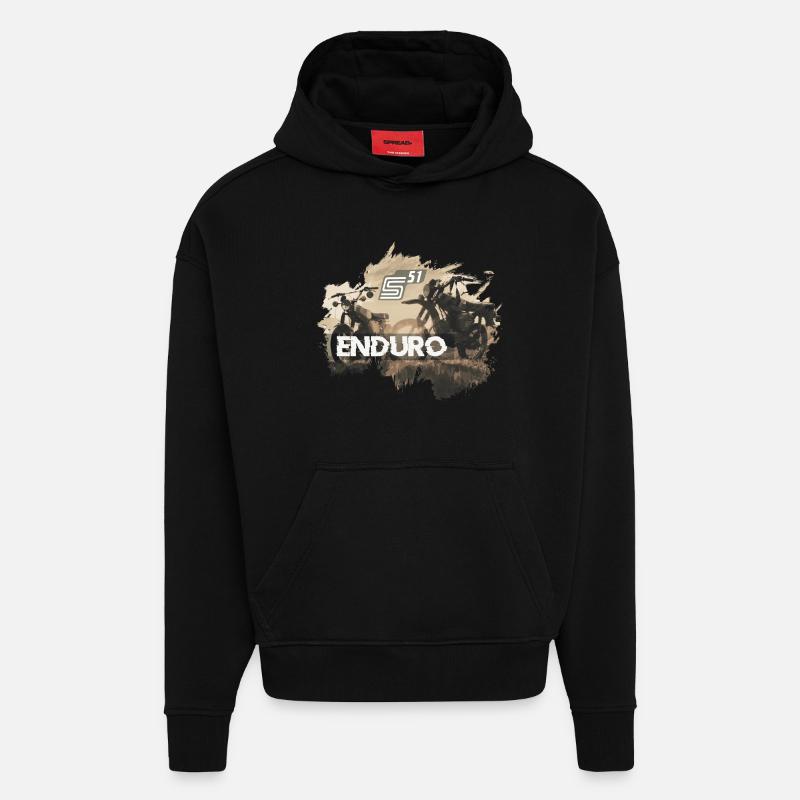 2 Enduro S51 at sunset - Hoodie- made by SPREAD  - SOLID BLACK