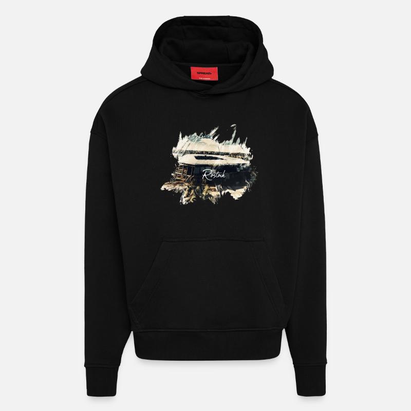 Stade de Rostock - Sweat à capuche bio épais oversize fabriqué en UE - SOLID BLACK