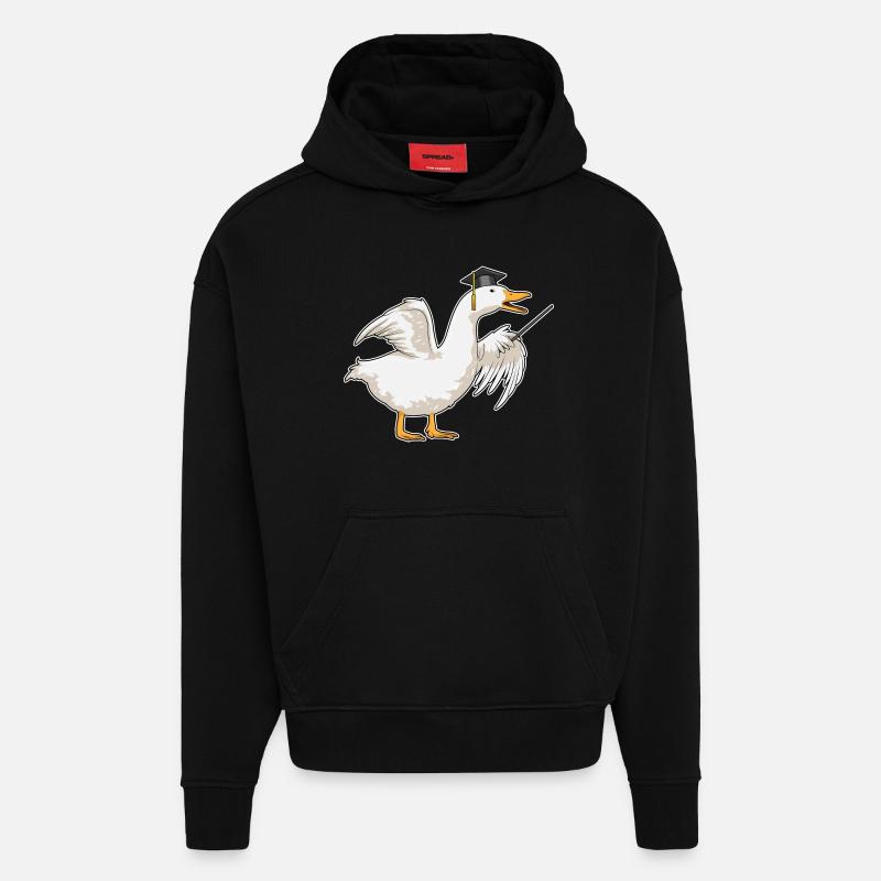 Canard Professeur Cylindre - Sweat à capuche bio épais oversize fabriqué en UE - SOLID BLACK