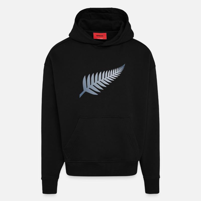 Neuseeländischer Silberfarn - Hoodie- made by SPREAD  - SOLID BLACK