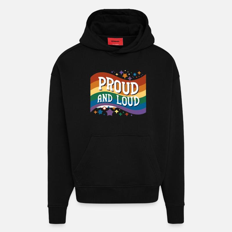 Fier et bruyant - Sweat à capuche bio épais oversize fabriqué en UE - SOLID BLACK
