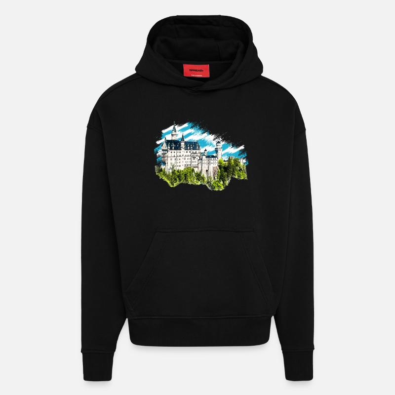 Schloss Neuschwanstein - Hoodie- made by SPREAD  - SOLID BLACK