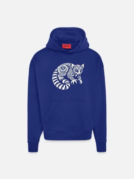 Kinkajou tribal - Sweat à capuche bio épais oversize fabriqué en UE - SOLID BLACK