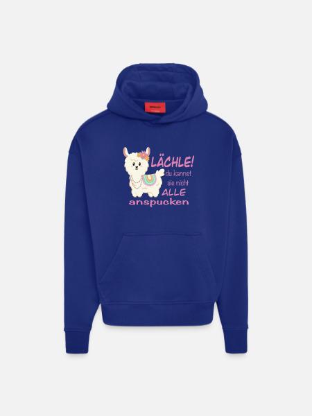 Lama Lächle! lustiger Spruch - Hoodie- made by SPREAD  - SOLID BLACK