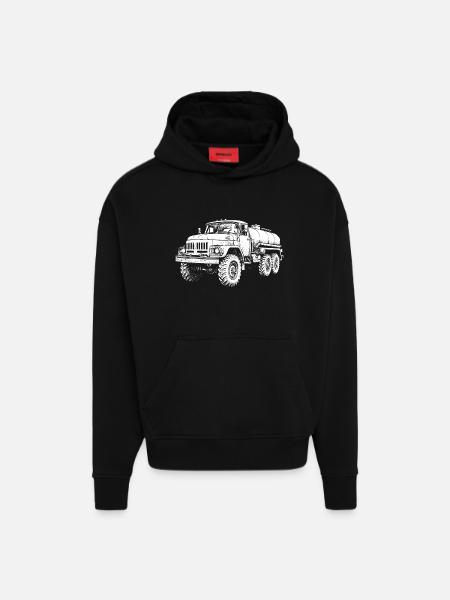 Schwerlast-Koloss Retro - Hoodie- made by SPREAD - SOLID BLACK