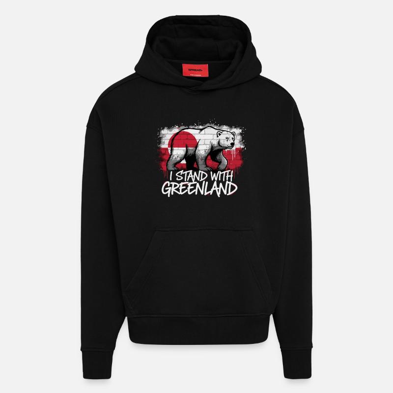I Stand With Greenland – Eisbär - Hoodie- made by SPREAD  - SOLID BLACK