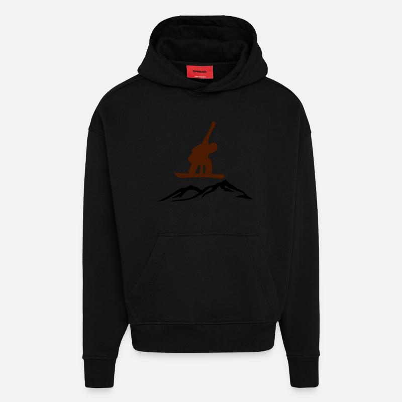 Snowboarder über Berg - Hoodie- made by SPREAD  - SOLID BLACK