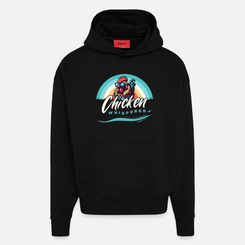 Chicken Whisperer Chicken Fan Stylized - Hoodie- made by SPREAD  - SOLID BLACK