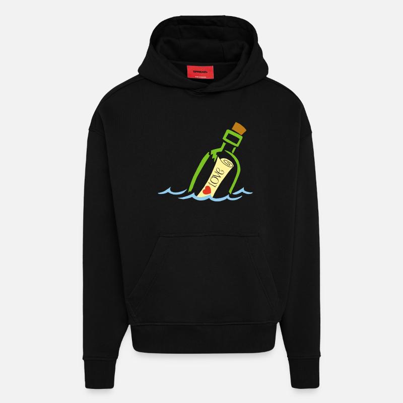 Eine Flasche im Meer - Hoodie- made by SPREAD  - SOLID BLACK