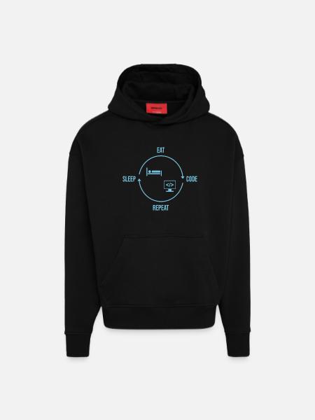 Eat Sleep Code Repeat - Programmierer Kreislauf - Hoodie- made by SPREAD  - SOLID BLACK