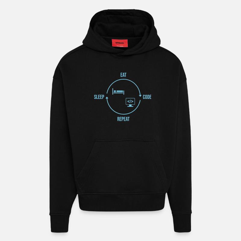 Eat Sleep Code Repeat - Programmer Cycle - Hoodie- made by SPREAD  - SOLID BLACK