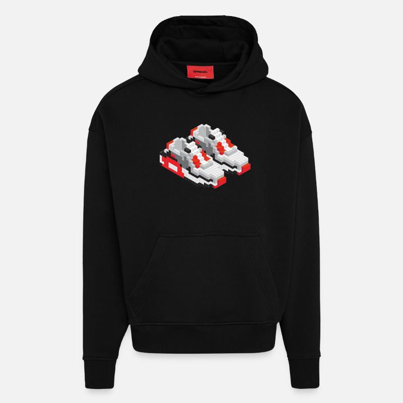 PIXEL AIR MAX - Sweat à capuche bio épais oversize fabriqué en UE - SOLID BLACK
