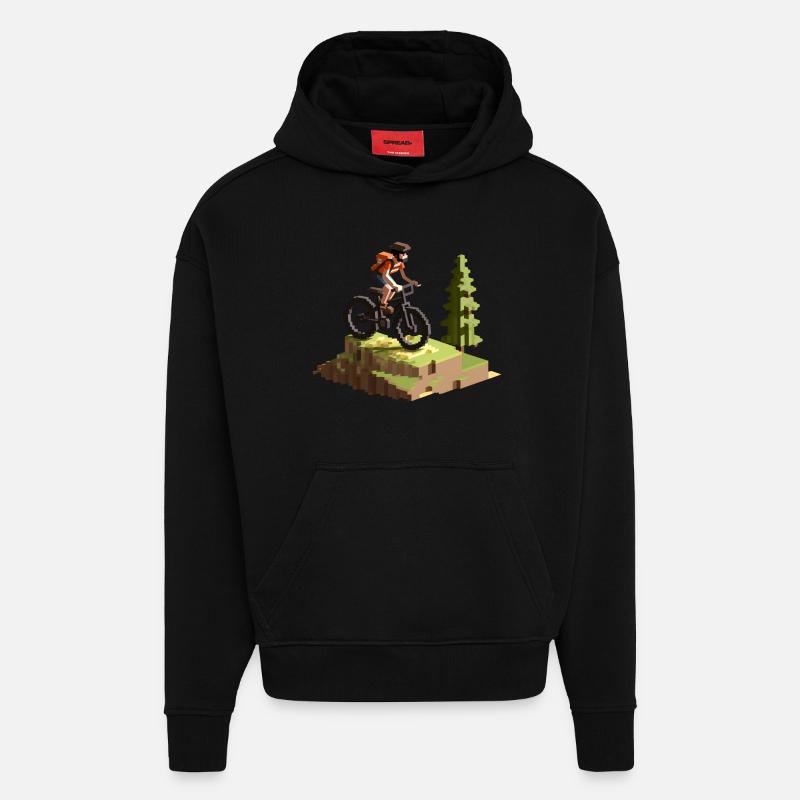 VTT Pixel Art - Sweat à capuche bio épais oversize fabriqué en UE - SOLID BLACK