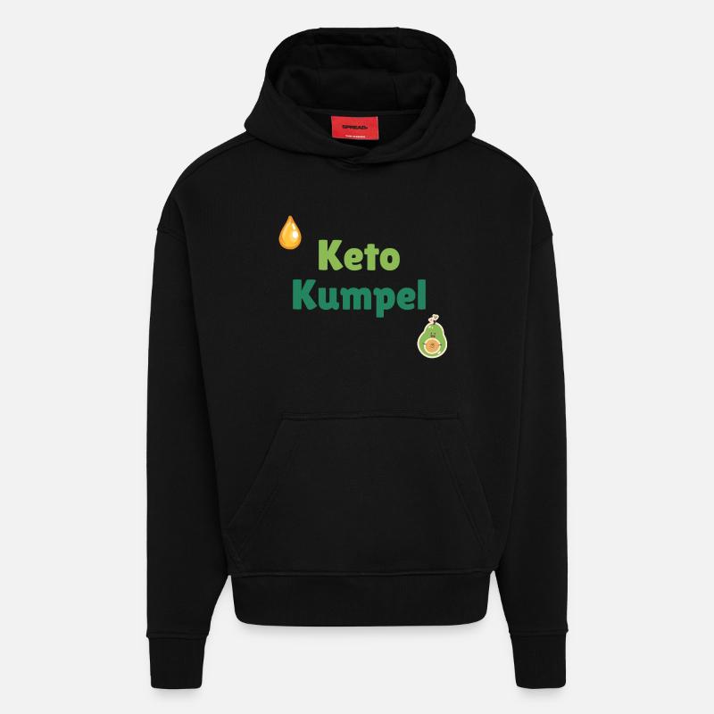 Keto Buddy - Sweat à capuche bio épais oversize fabriqué en UE - SOLID BLACK