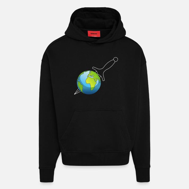 Meurtre de la planète Terre - Sweat à capuche bio épais oversize fabriqué en UE - SOLID BLACK