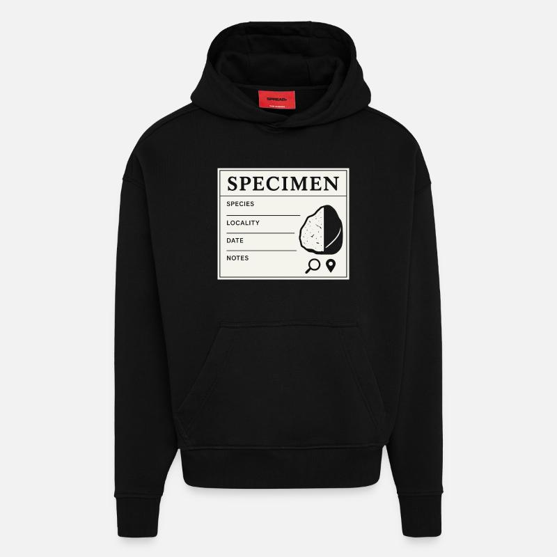Étiquette de collection d’échantillons géologiques fossiles - Sweat à capuche bio épais oversize fabriqué en UE - SOLID BLACK