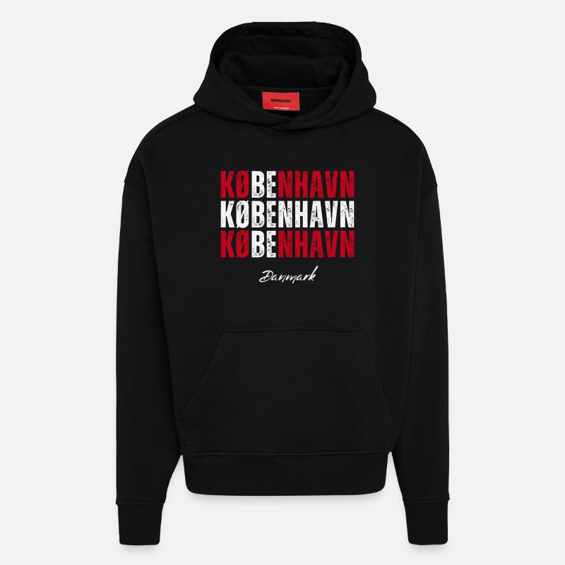 J’adore Copenhague, Copenhague Danemark - Sweat à capuche bio épais oversize fabriqué en UE - SOLID BLACK