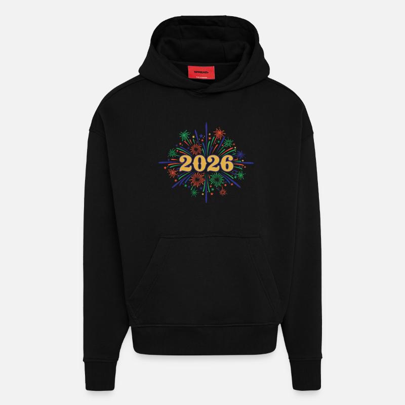 2026 Fireworks Celebration Design - Hoodie- made by SPREAD  - SOLID BLACK