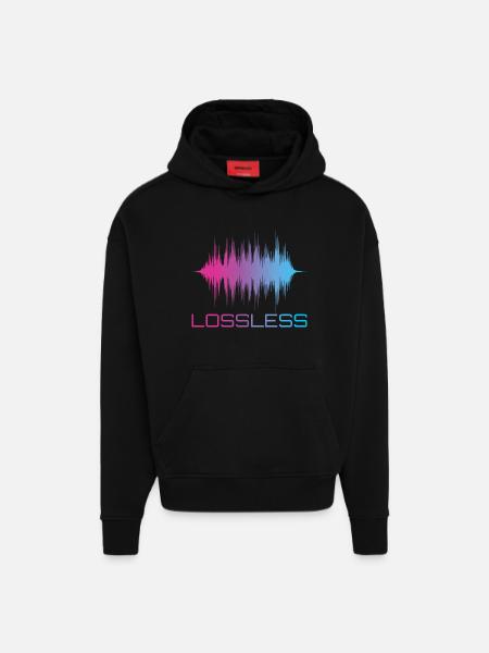 Lossless Audio Format Audiophile Sound - Hoodie- made by SPREAD - SOLID BLACK