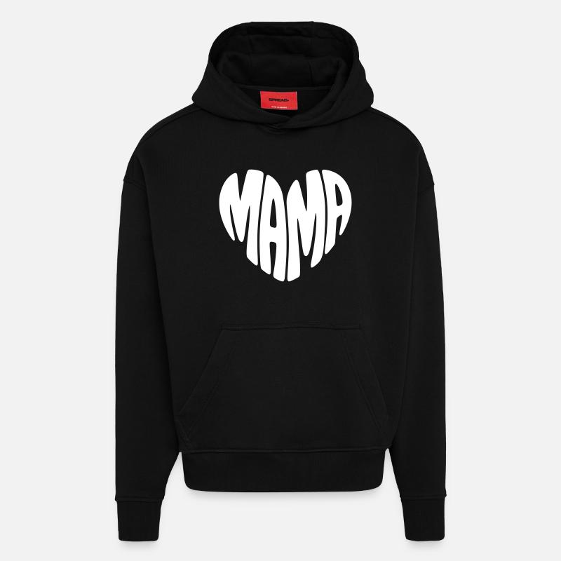 Äidin sydän Äitienpäivä - Heavyweight Oversized Organic huppari Made in EU - SOLID BLACK