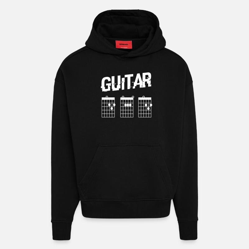 papa Guitar - Sweat à capuche bio épais oversize fabriqué en UE - SOLID BLACK