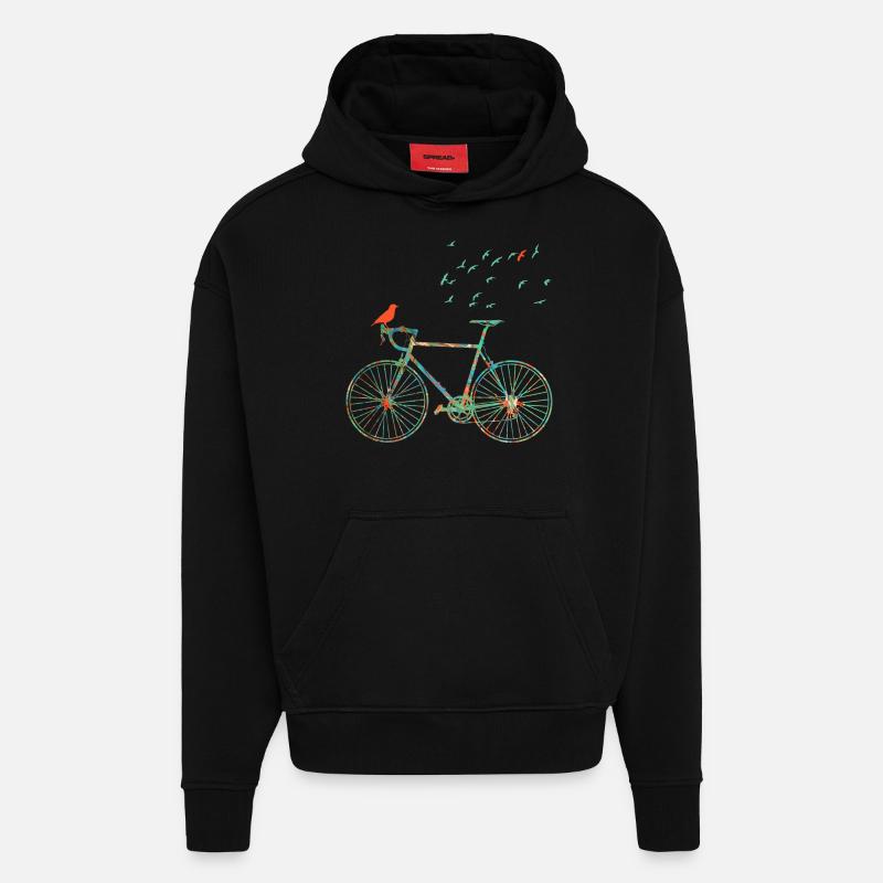 vélo e 4 - Sweat à capuche bio épais oversize fabriqué en UE - SOLID BLACK