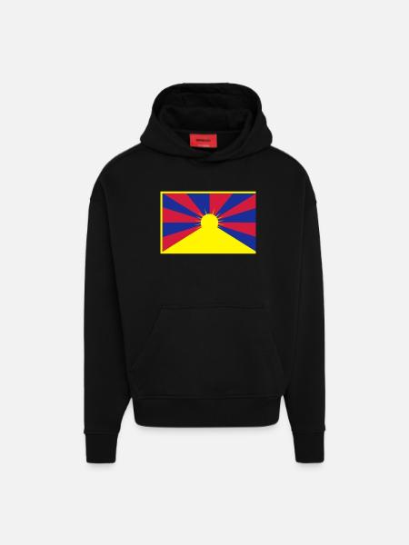 Flag of Tibet - Hoodie- made by SPREAD - SOLID BLACK
