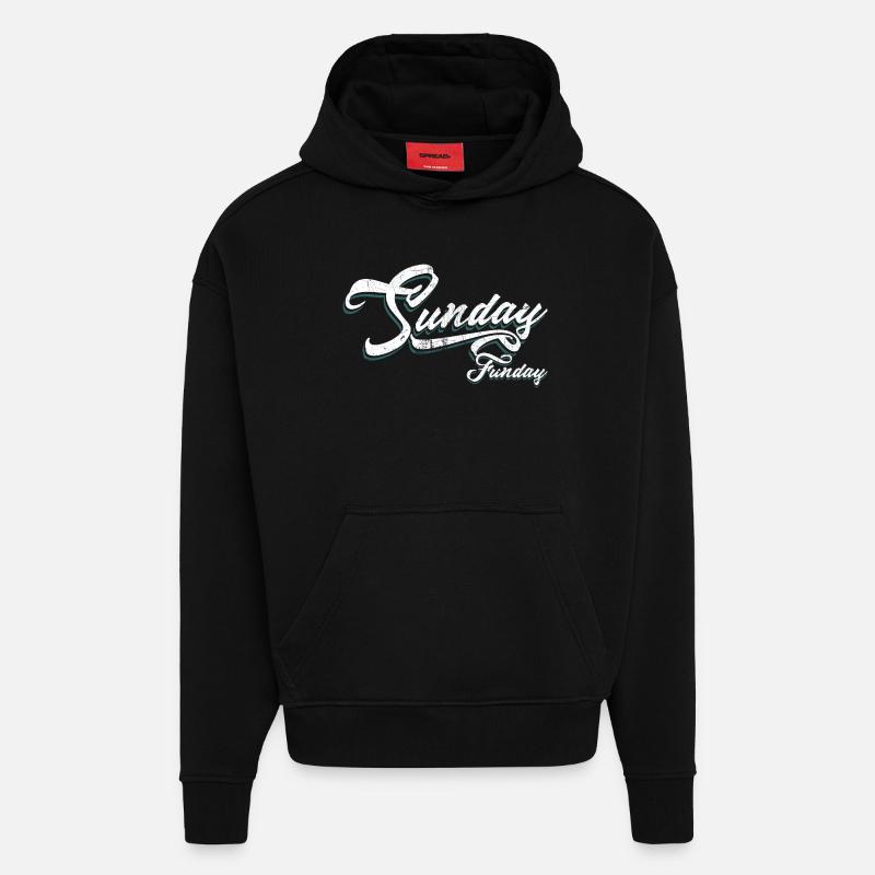 Script du dimanche Funday Néon - Sweat à capuche bio épais oversize fabriqué en UE - SOLID BLACK