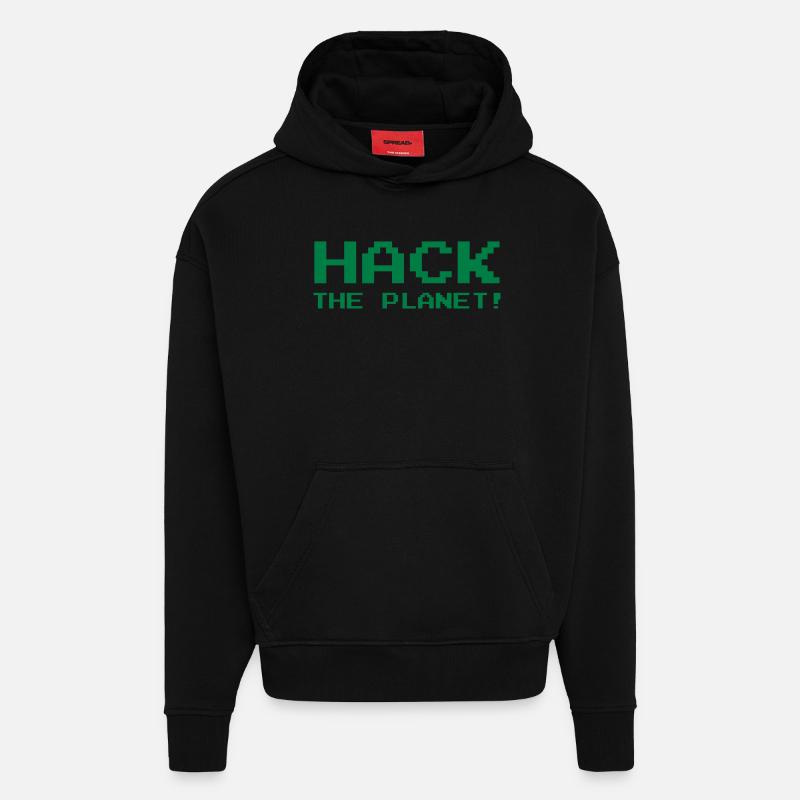 Hack the Planet ! - Sweat à capuche bio épais oversize fabriqué en UE - SOLID BLACK