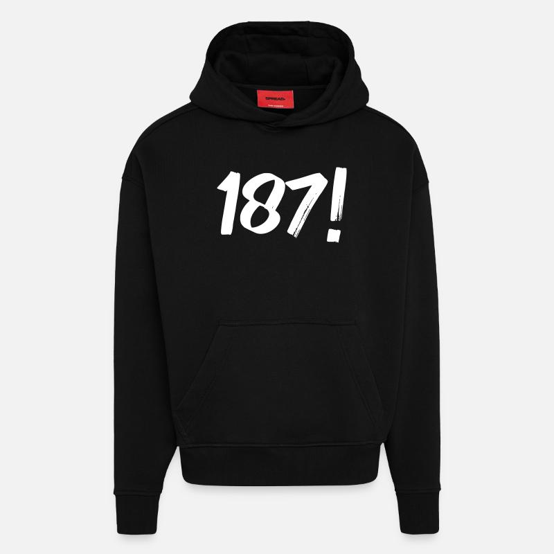 Numbers One Eight Seven - Hoodie- made by SPREAD  - SOLID BLACK