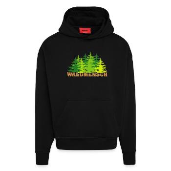 waldmensch wälder baum bäume geschenkidee - Hoodie- made by SPREAD  - SOLID BLACK - Vorne