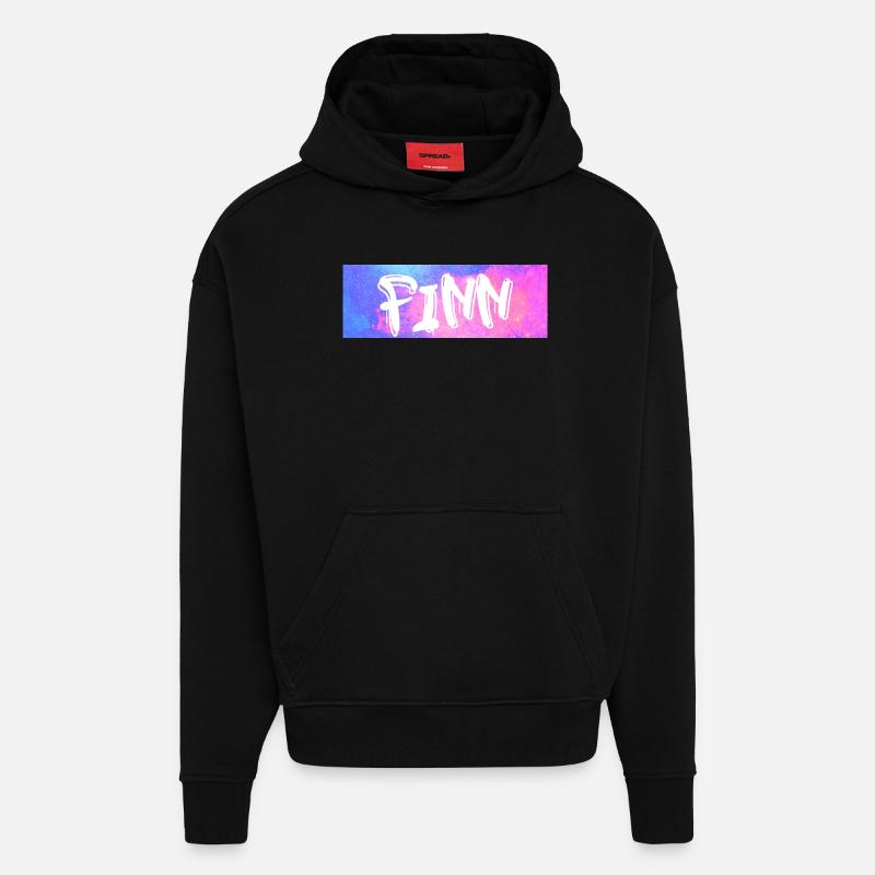 Finn : Neon Graffiti Galaxy - Sweat à capuche bio épais oversize fabriqué en UE - SOLID BLACK