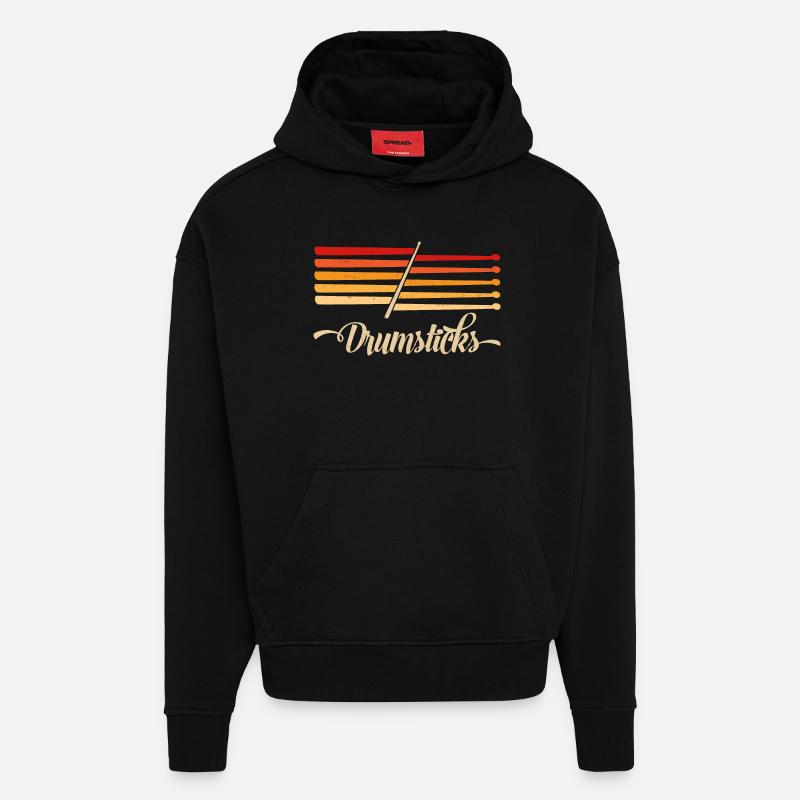 Drummer Drumsticks " Drumsticks » - Sweat à capuche bio épais oversize fabriqué en UE - SOLID BLACK