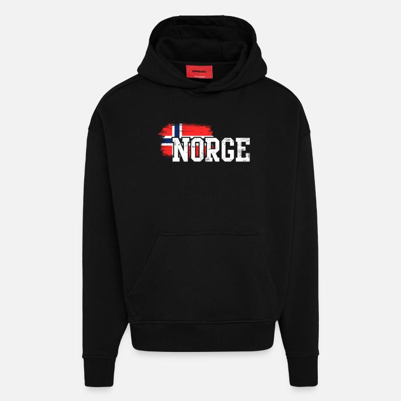 Norge Flag Splash Bold - Hoodie- made by SPREAD  - SOLID BLACK