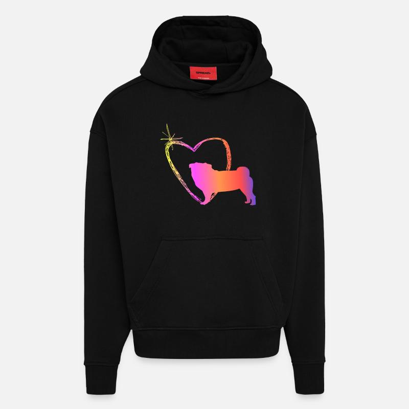 Mops mit Herz - Hoodie- made by SPREAD  - SOLID BLACK
