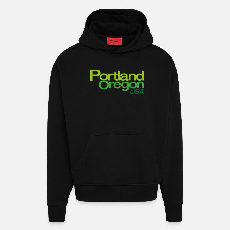 Portland Gradient Stadtlogo - Hoodie- made by SPREAD  - SOLID BLACK