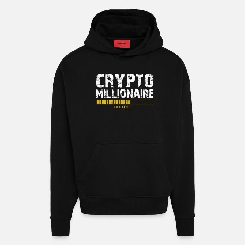 Crypto millionaire - Sweat à capuche bio épais oversize fabriqué en UE - SOLID BLACK
