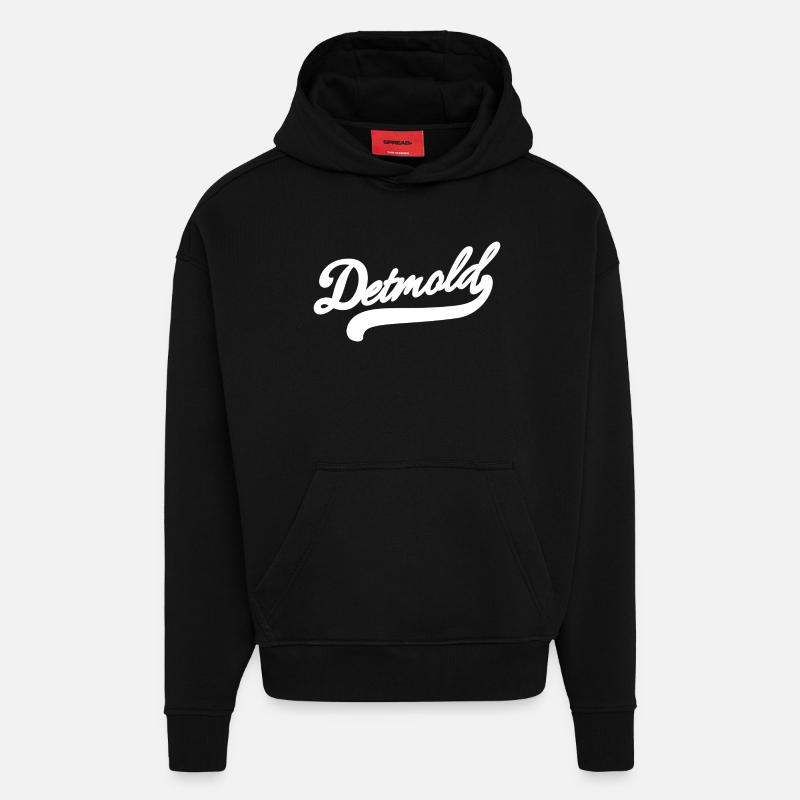 Detmold Rétro - Sweat à capuche bio épais oversize fabriqué en UE - SOLID BLACK