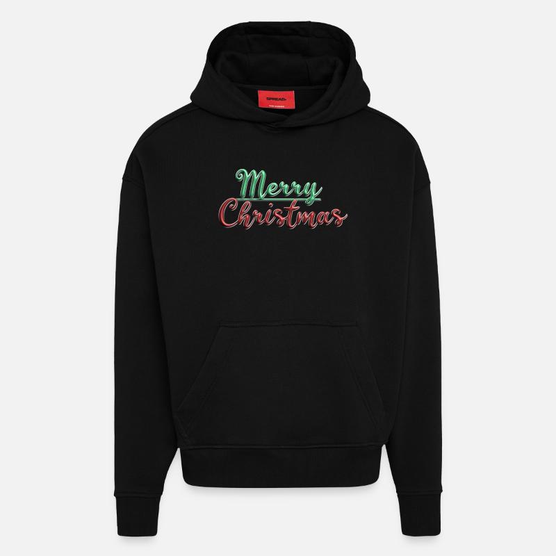 Merry Christmas - Sweat à capuche bio épais oversize fabriqué en UE - SOLID BLACK