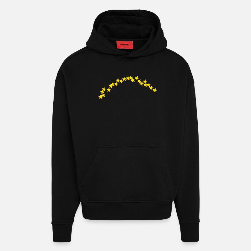 Demi-cercle Stararc petites étoiles 3D - Sweat à capuche bio épais oversize fabriqué en UE - SOLID BLACK