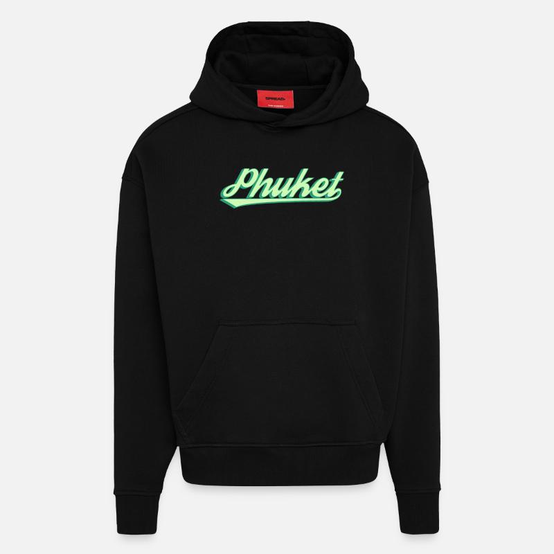 Phuket Retro Coastal Script - Hoodie- made by SPREAD  - SOLID BLACK