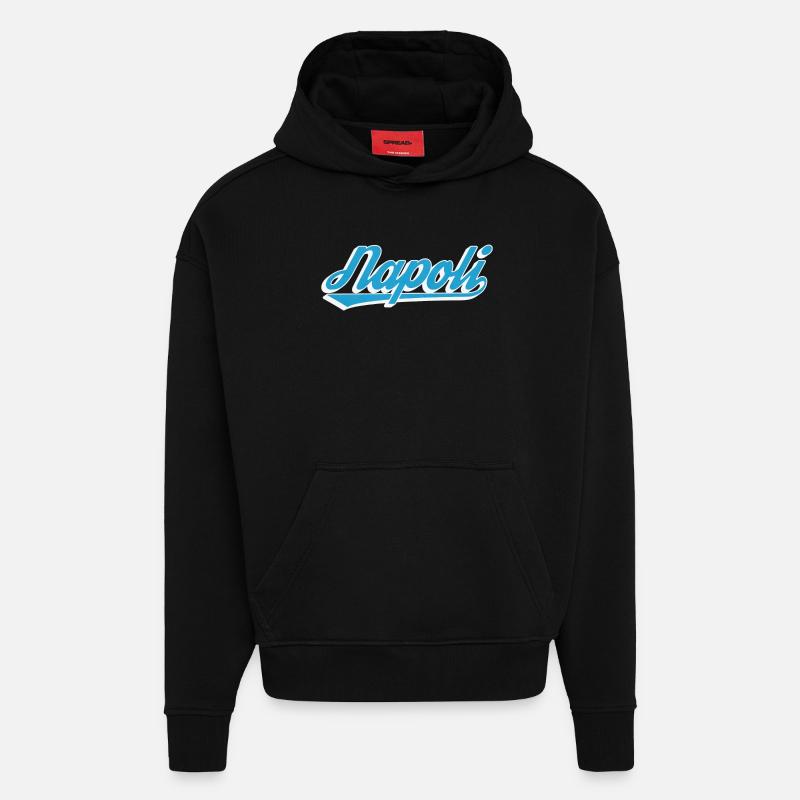 Napoli Retro Script Blue - Hoodie- made by SPREAD - SOLID BLACK