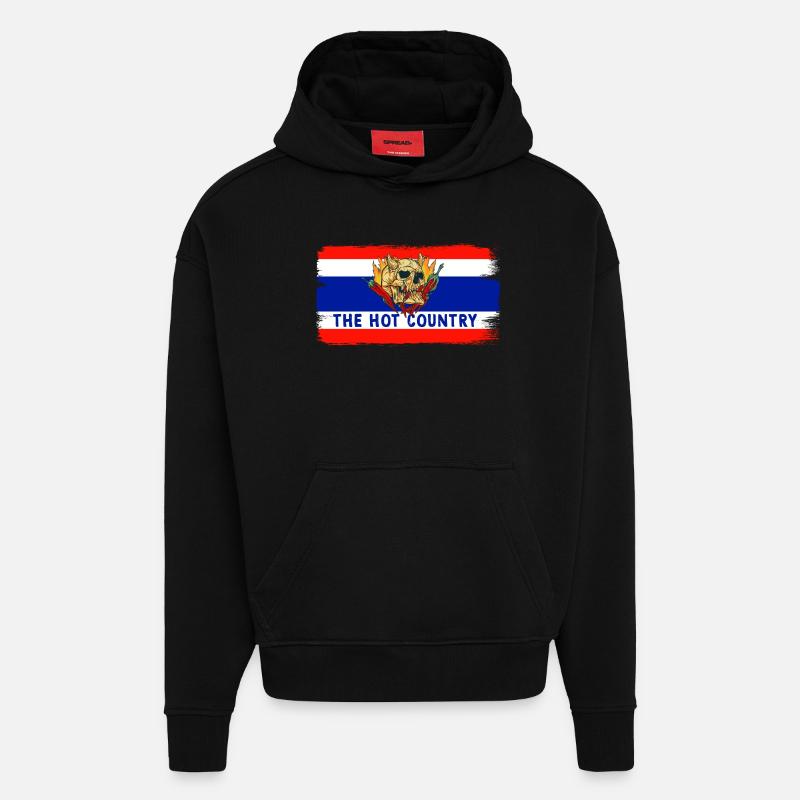 La Thaïlande, le pays chaud - Sweat à capuche bio épais oversize fabriqué en UE - SOLID BLACK
