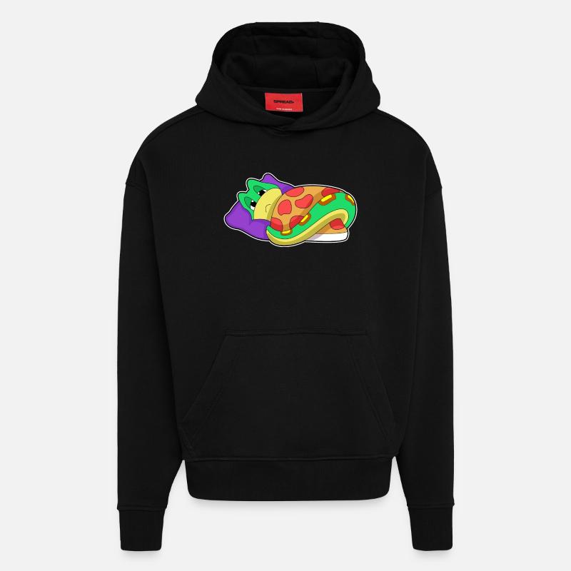 Oreiller de couverture serpent - Sweat à capuche bio épais oversize fabriqué en UE - SOLID BLACK