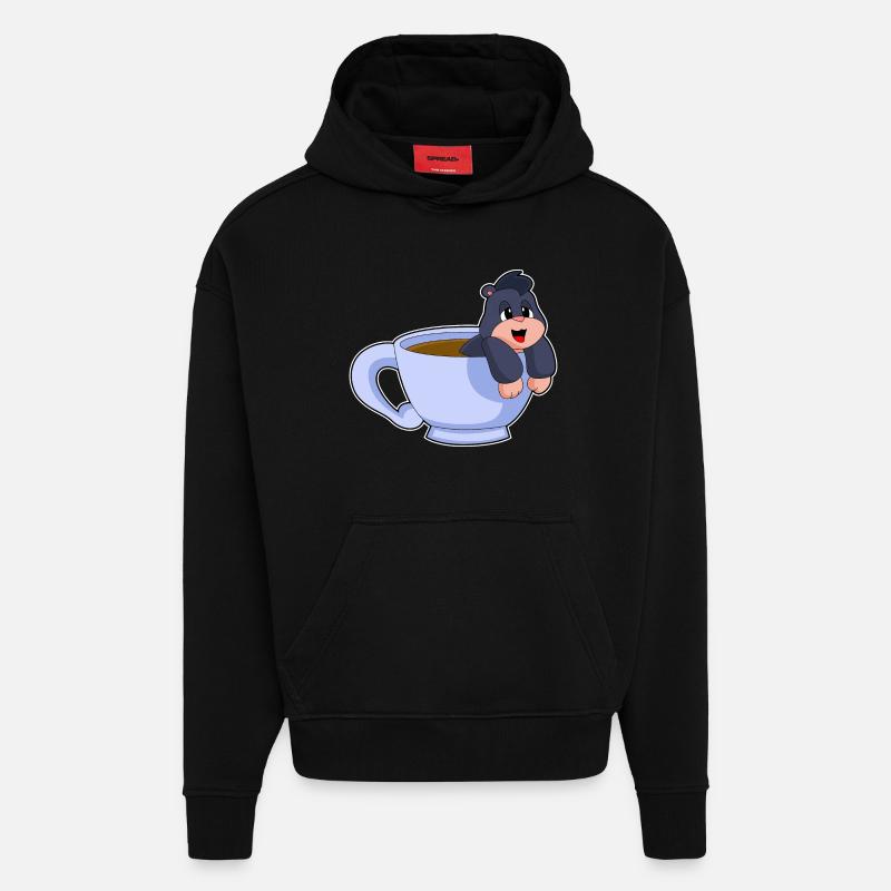 Tasse à café Mole - Sweat à capuche bio épais oversize fabriqué en UE - SOLID BLACK